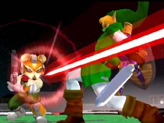 Link Dodges Super Smash Bros. Melee Screenshot