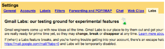 Gmail Labs Screenshot