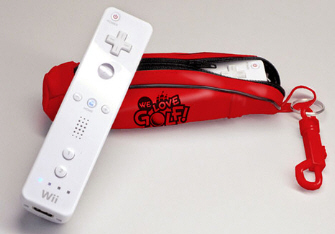 We Love Golf Red Wii Remote Carrying Case. Click for big pic We Love Golf Red Wii Remote Carrying Case