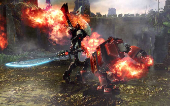 Eldar fighting Space Marine in Warhammer 40,000: Dawn of War 2 screenshot
