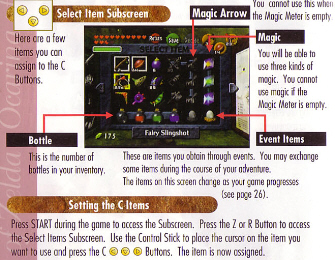 Zelda: Ocarina of Time Item Screen Scan Art