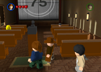 The theater room of Barnette College in Lego Indiana Jones (screenshot)