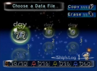 Pikmin GameCube File Select Screenshot