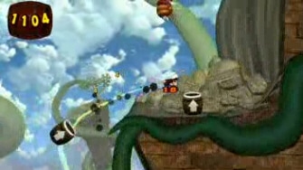 Donkey Kong Jungle Beat barrel cannons screenshot. New Play Control version Donkey Kong Jungle Beat barrel cannons screenshot. New Play Control version