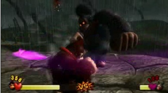 Donkey Kong Jungle Beat boss fight screenshot. New Play Control version Donkey Kong Jungle Beat boss fight screenshot. New Play Control version