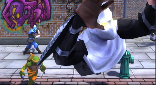 At least you can still throw enemies at the screen in Turtles in Time Re-Shelled At least you can still throw enemies at the screen in Turtles in Time Re-Shelled