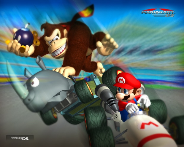 Mario Kart DS wallpaper - Donkey Kong vs Mario. Click for big pic Mario Kart DS wallpaper - Donkey Kong vs Mario