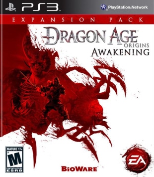 Dragon Age Origins Awakening box artwork. Release date is March 16, 2010 on Xbox 360, PS3 and PC
