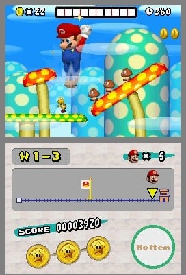 New Super Mario Bros. DS Star Coins Locations Level 1-3 screenshot