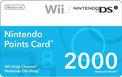 Get an Nintendo Wii and DSi 2000 Points Card