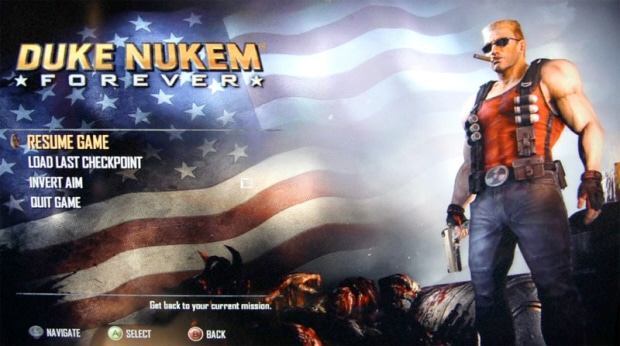 Duke Nukem Forever screenshot (Xbox 360, PS3, PC) - Title Screen. Click for big pic Duke Nukem Forever screenshot (Xbox 360, PS3, PC) - Title Screen