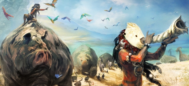 Riding Hippos In This From Dust Screenshot Riding Hippos In This From Dust Screenshot