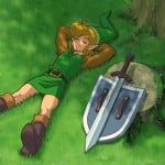The Legend of Zelda Wallpaper (Zelda II: Adventure of Link) - Resting With Hylian Shield and Sword The Legend of Zelda Wallpaper (Zelda II: Adventure of Link) - Resting With Hylian Shield and Sword